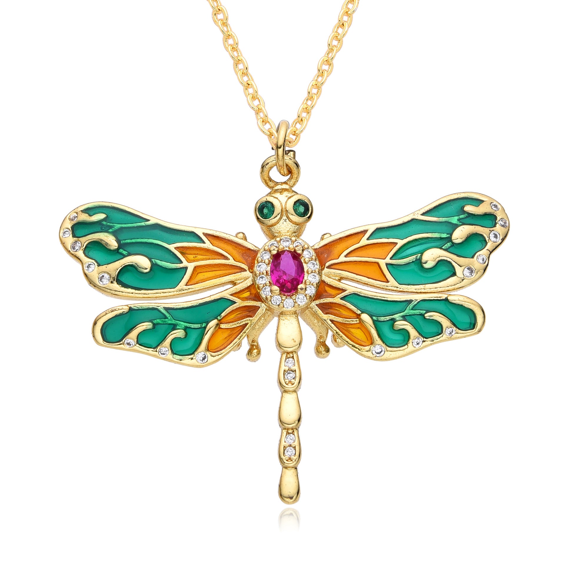 Wholesale copper micro-inlaid color zircon pendant Dragonfly luxury design necklace