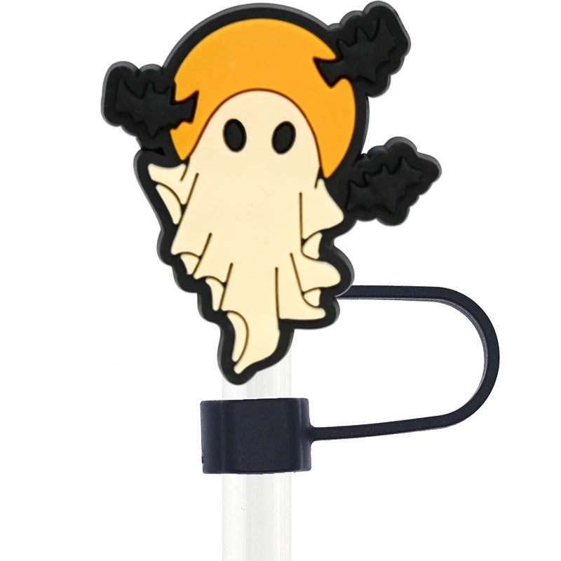 Wholesale Random 100pcs Halloween 10mm PVC Soft Straw Tube Cap ACC-SCR-RYY085