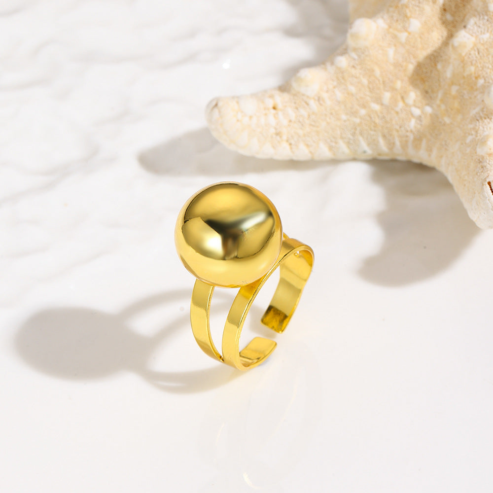 Wholesale Hollow polished ball copper plated color-retaining adjustable ring
