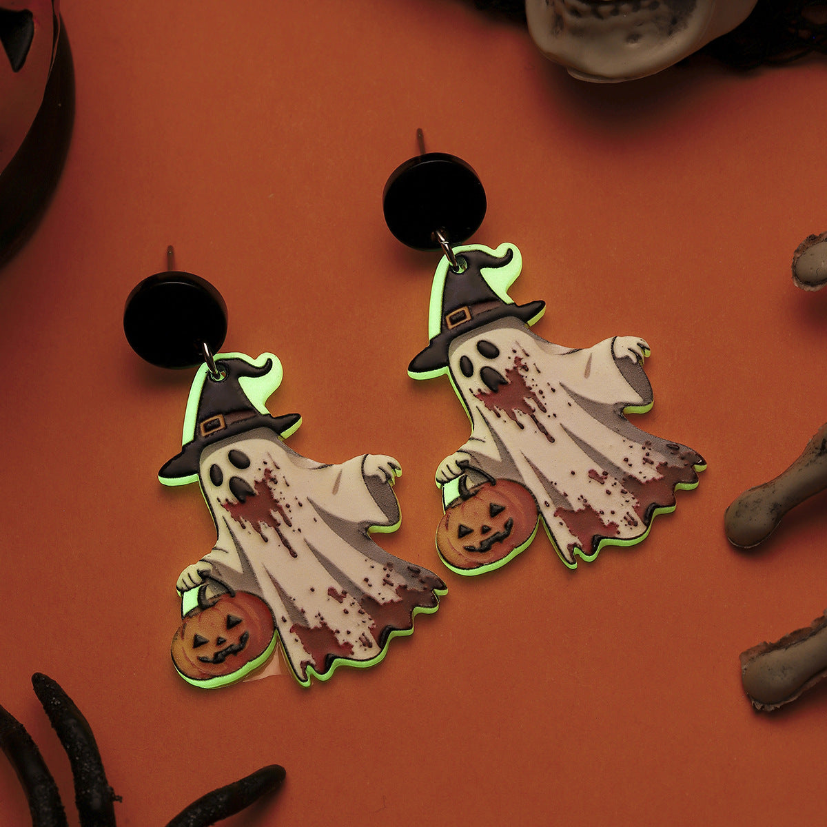 Wholesale  Ghost Pumpkin Earrings Dangle Drop Jewelry Accessory for Party Boutique Resale