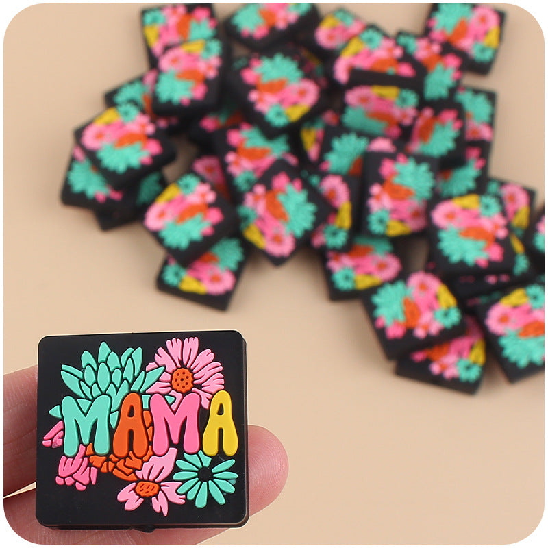 Wholesale 10pcs MAMA Flower Silicone Beads ACC-BDS-GuangTian007