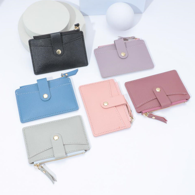 Wholesale PU Leather Multi Slot Zipper Card Wallet Black Fashion Accessory For Women