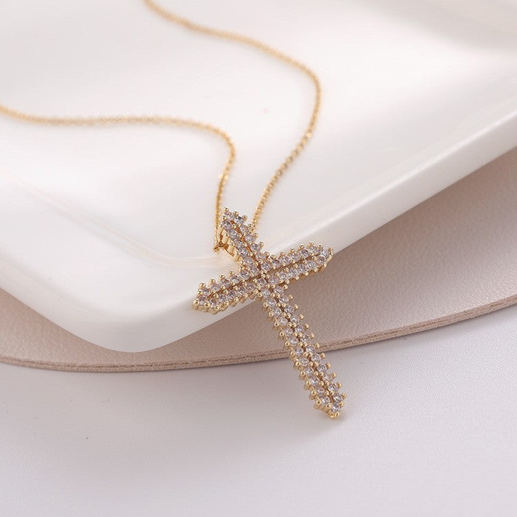 Wholesale Zircon Cross Pendant Necklaces Zircon Clavicle Chain ACC-NE-SY009