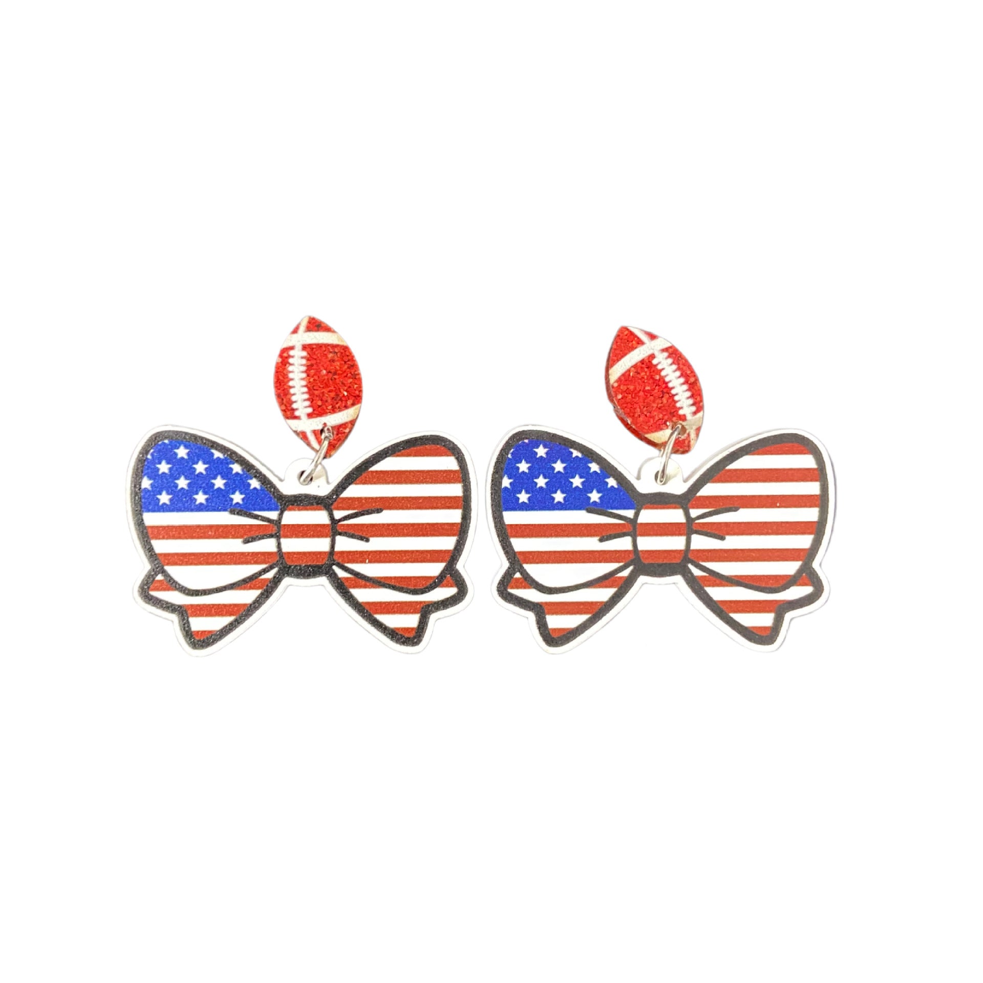 Wholesale American Flag Bow Ball Acrylic Earrings