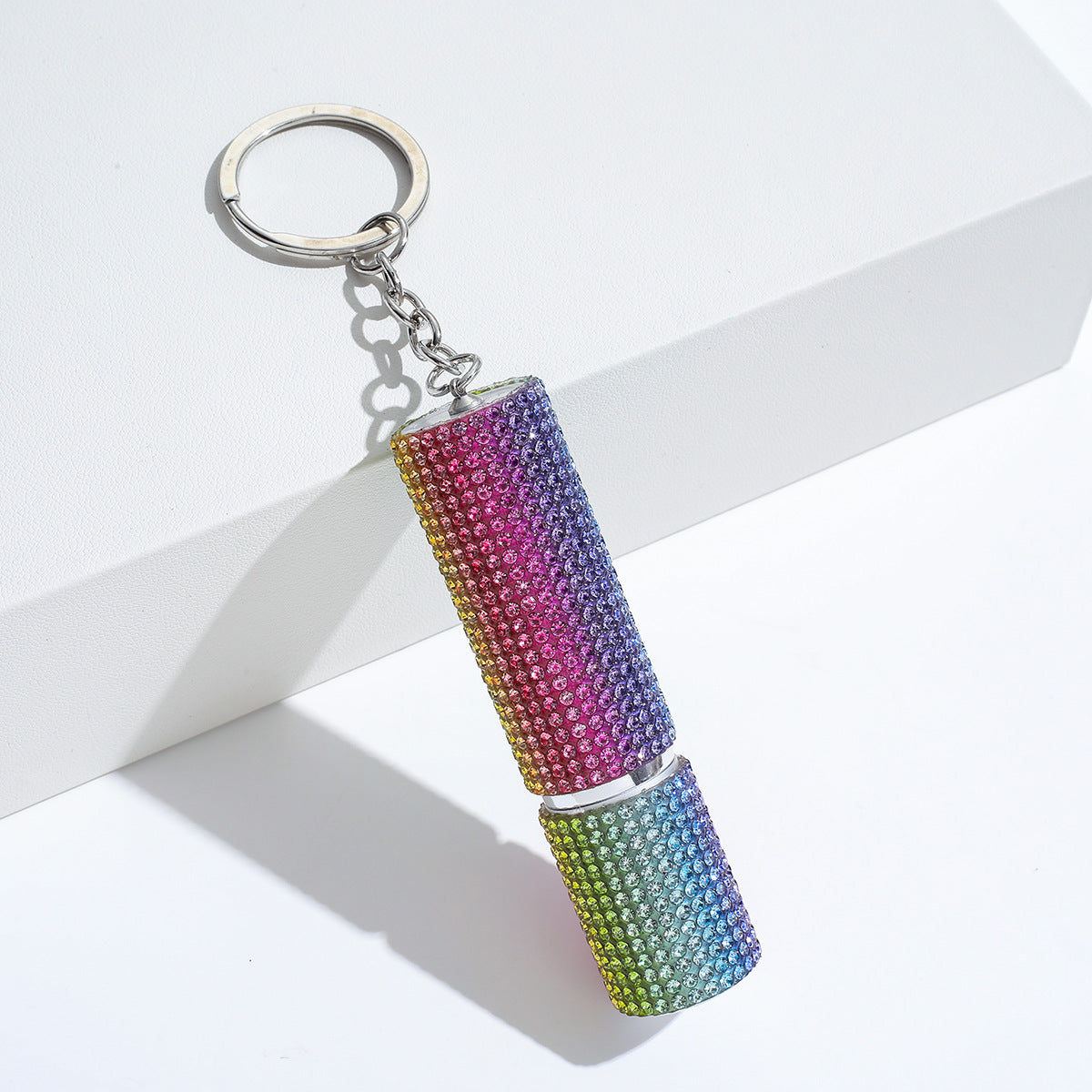 Wholesale colorful leopard print rhinestone perfume bottle portable multifunctional alloy keychain ACC-KC-ZhiYa003