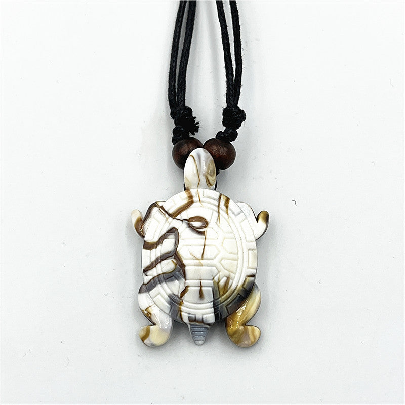 Wholesale Vintage Turtle Necklace Carved Turtle Pendant Resin Sweater Chain ACC-NE-ShuangDe001