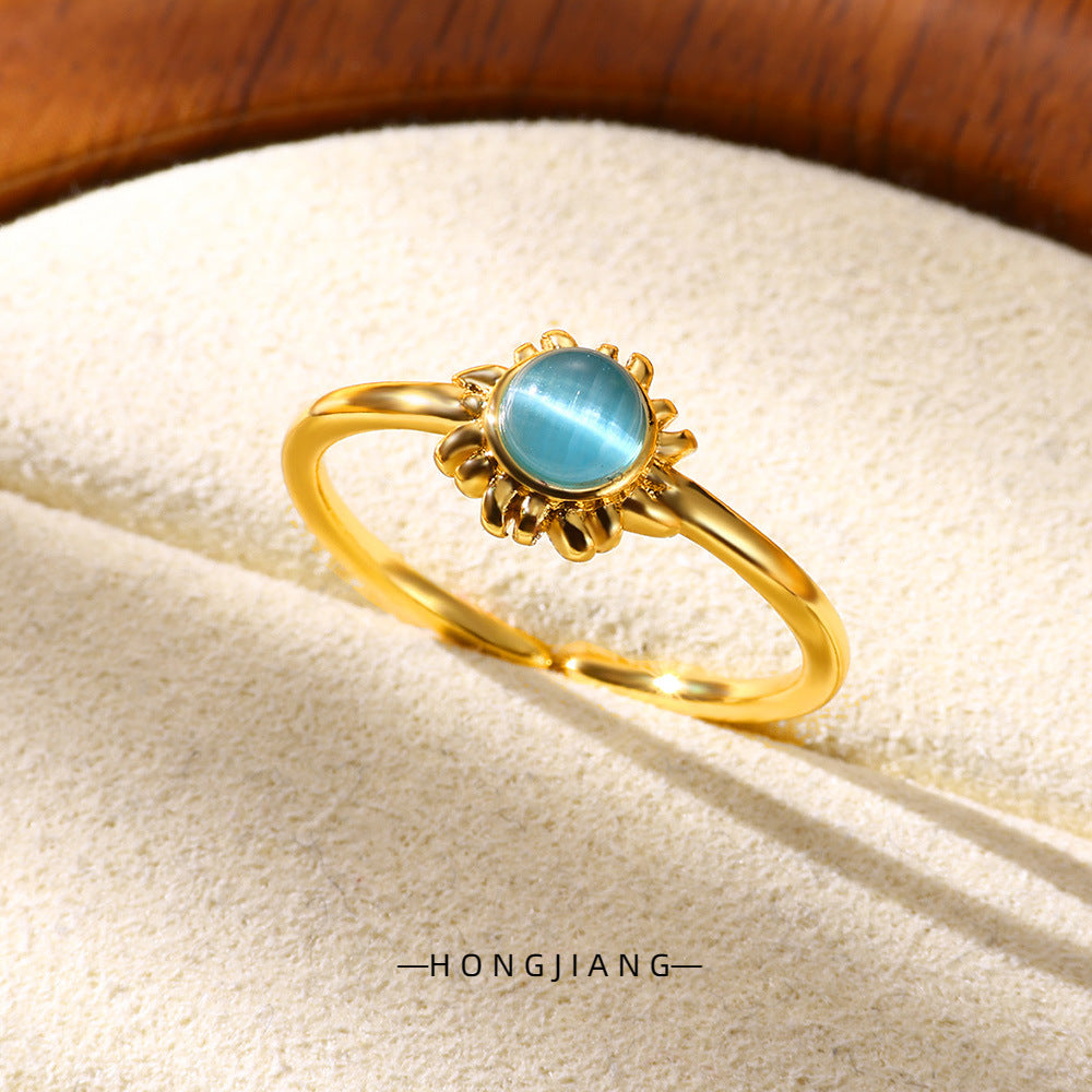 Wholesale Stainless steel moonstone ring