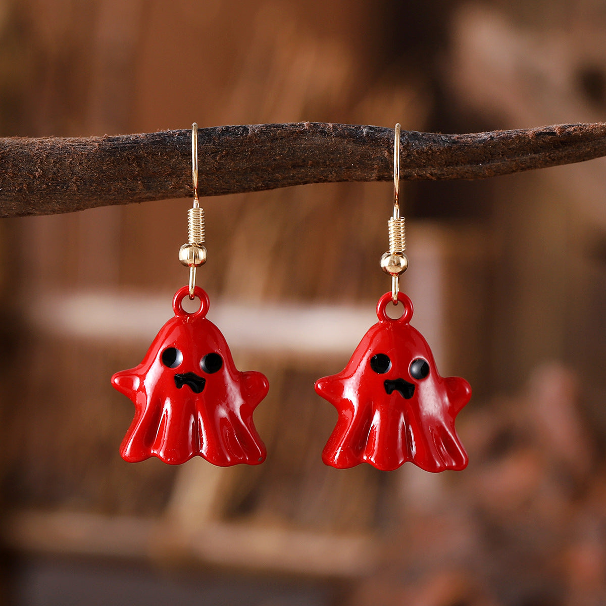Wholesale  Gothic Ghost Three-Dimensional Metal Pendant Earrings