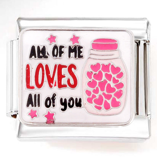 Wholesale Italian Charm Bracelet 9mm DIY Splicing Green Pink Heart Flower Stainless Steel Composable Bracelet