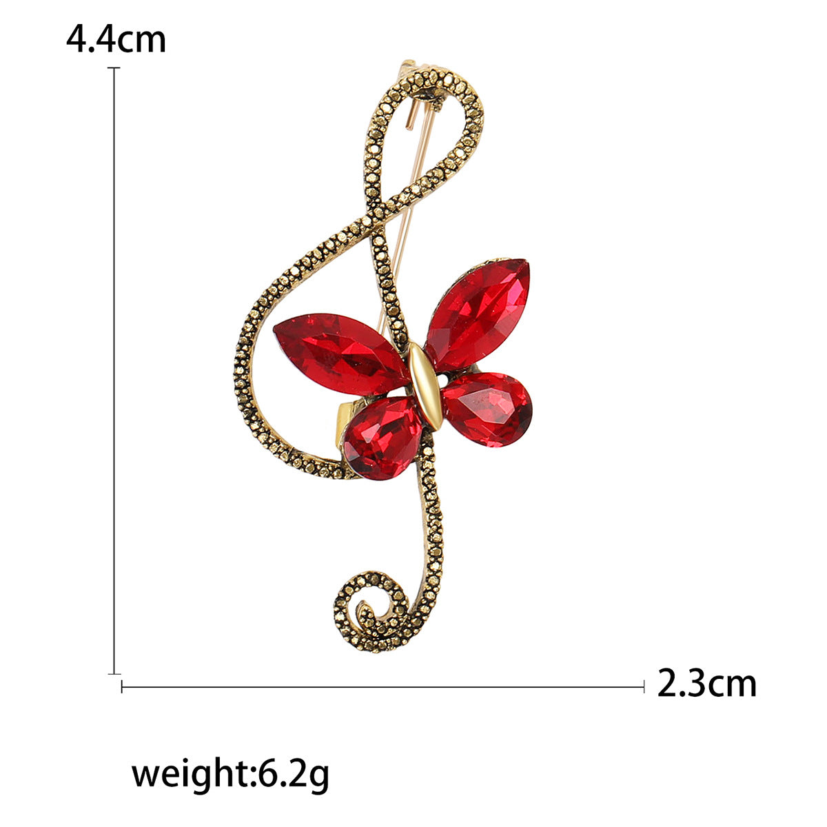 Wholesale Retro Butterfly Musical Note Rhinestone Brooch Unisex Fashion Suit Lapel Pin Jewelry Accessory