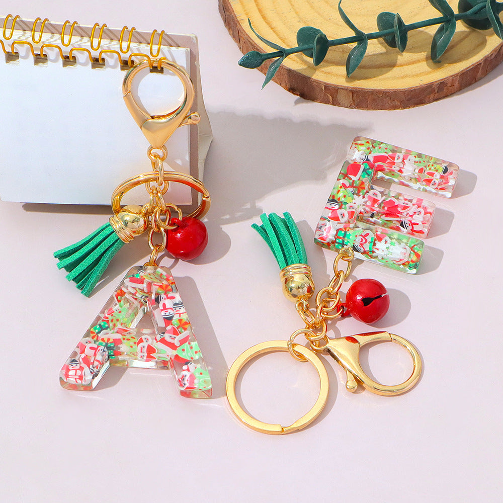 Wholesale Resin English Letter Keychain with Tassel Festive Holiday Party Bag Charm