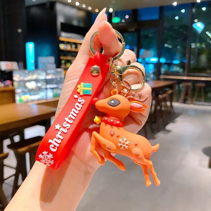 Wholesale Christmas  Keychain Pendant Cartoon PVC Bag Charm Decorative Gift for Boutique Resale