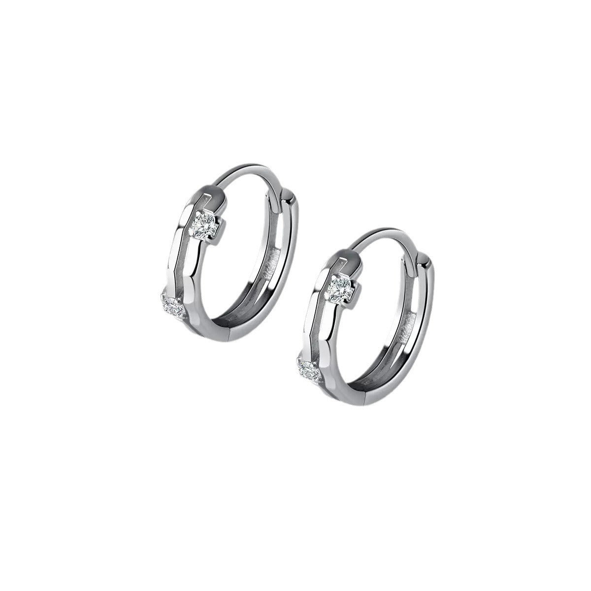 Wholesale Minimalist Double Layer Zircon Ear Studs Copper Electroplated Fashion Accessory for Boutique Resale