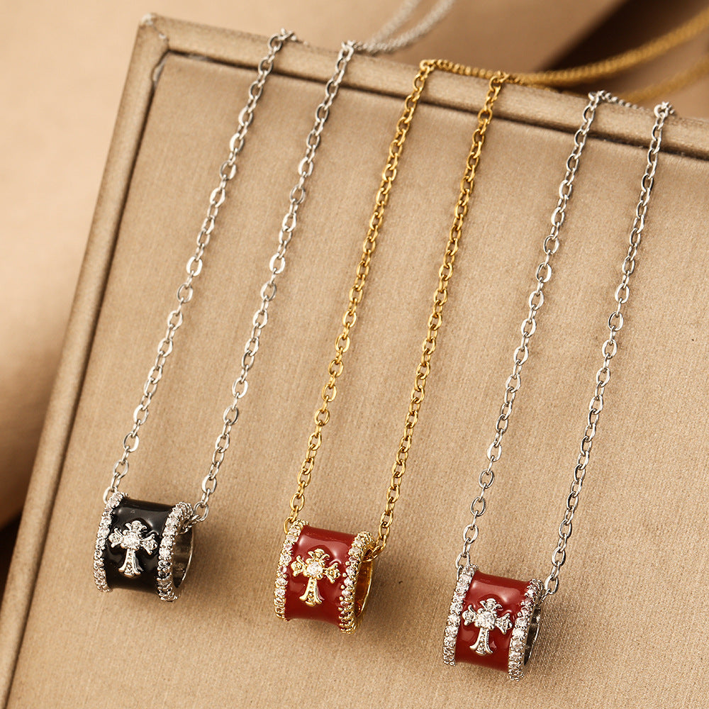 Wholesale Gold Plated Cross Pendant Tassel Necklace for Women - Vintage Style Fashion Accessory