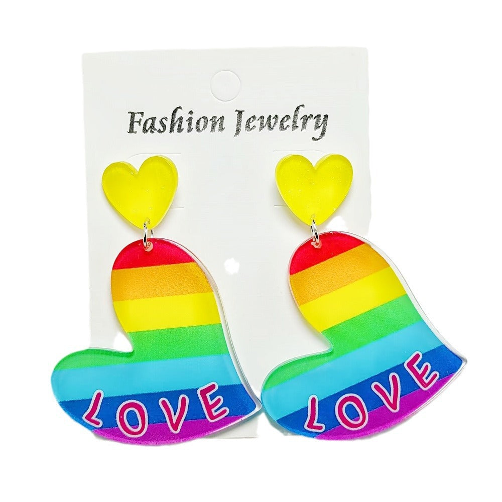 Wholesale Mother's Day Love Letters Heart Shape Acrylic Sheet Earrings ACC-ES-Qiyu008