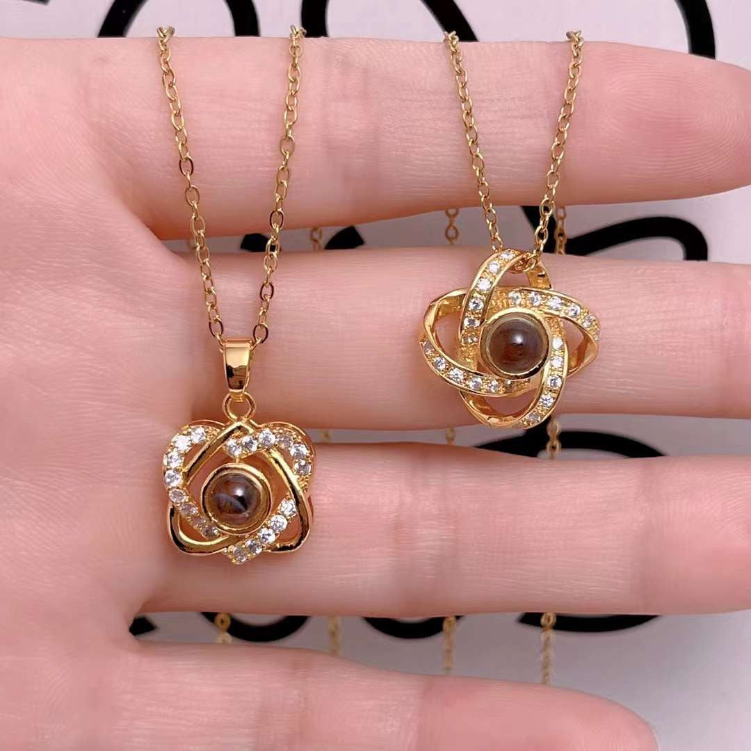 Wholesale 100 languages I love you projection temperature necklace