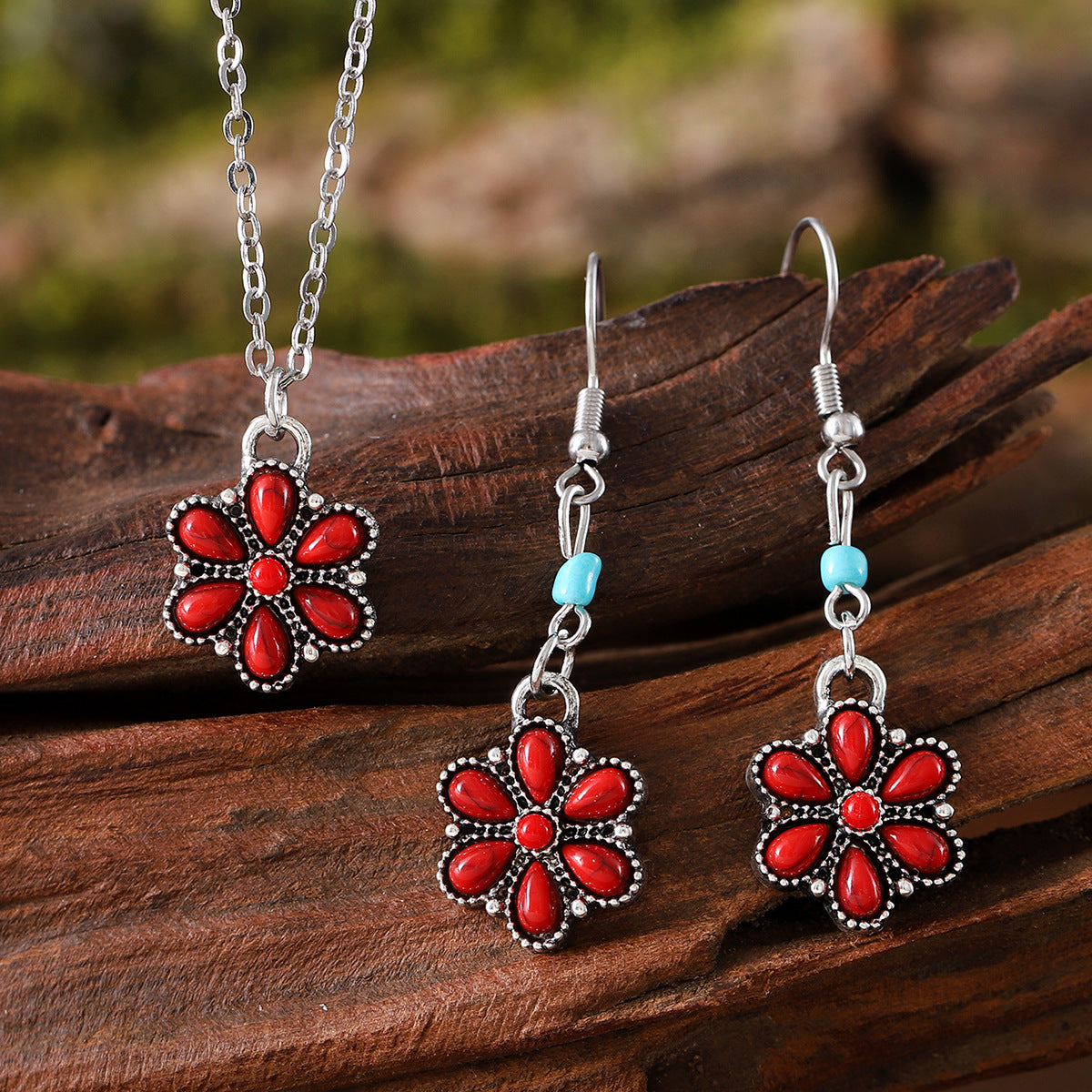 Wholesale Ethnic Mosaic Oval Turquoise Earrings Necklace