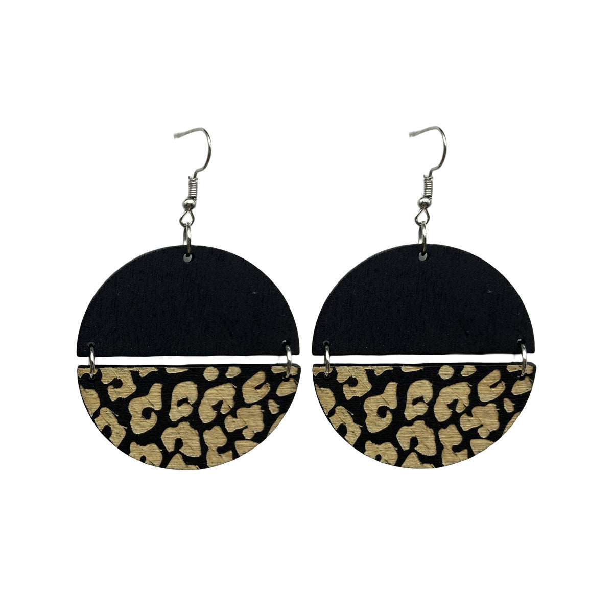 Wholesale Antique Style Retro Round Spliced Wood Earrings ACC-ES-FX046