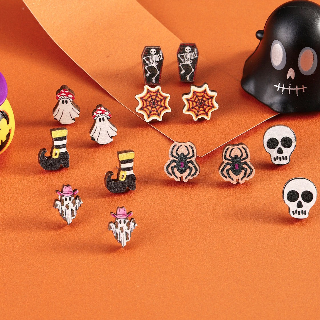 Wholesale Wood ghost  earrings