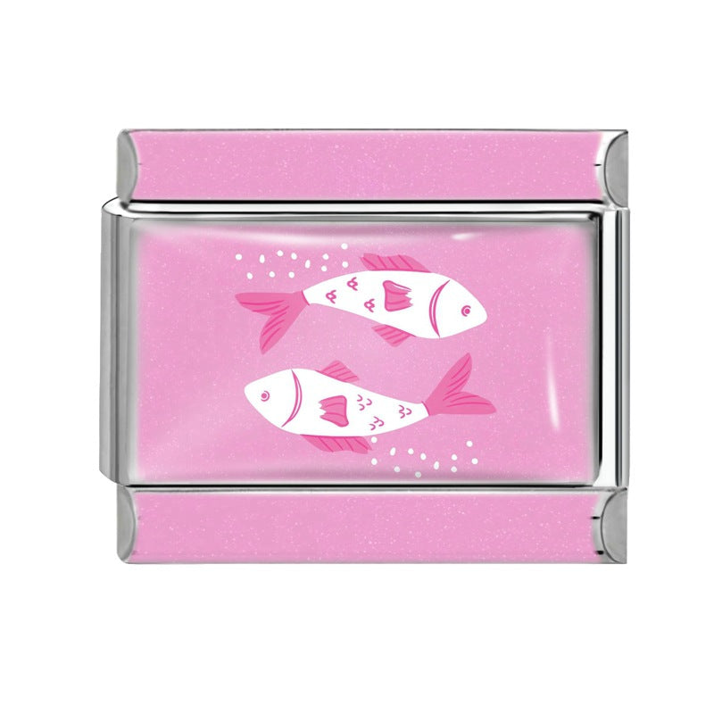 Wholesale 9mm Italian Charm Starter Bracelets DIY Pink 12 Contion Series Stainless Steel Composable Bracelet