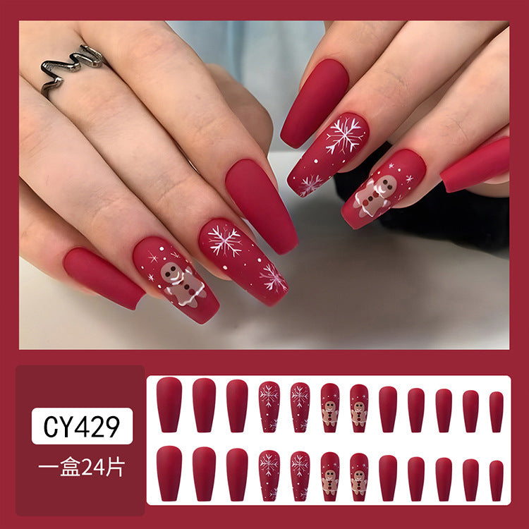 Wholesale 24 Pieces/box Christmas Red and White Snowflake Nails Kits Nail Stickers ACC-NS-QXJ037