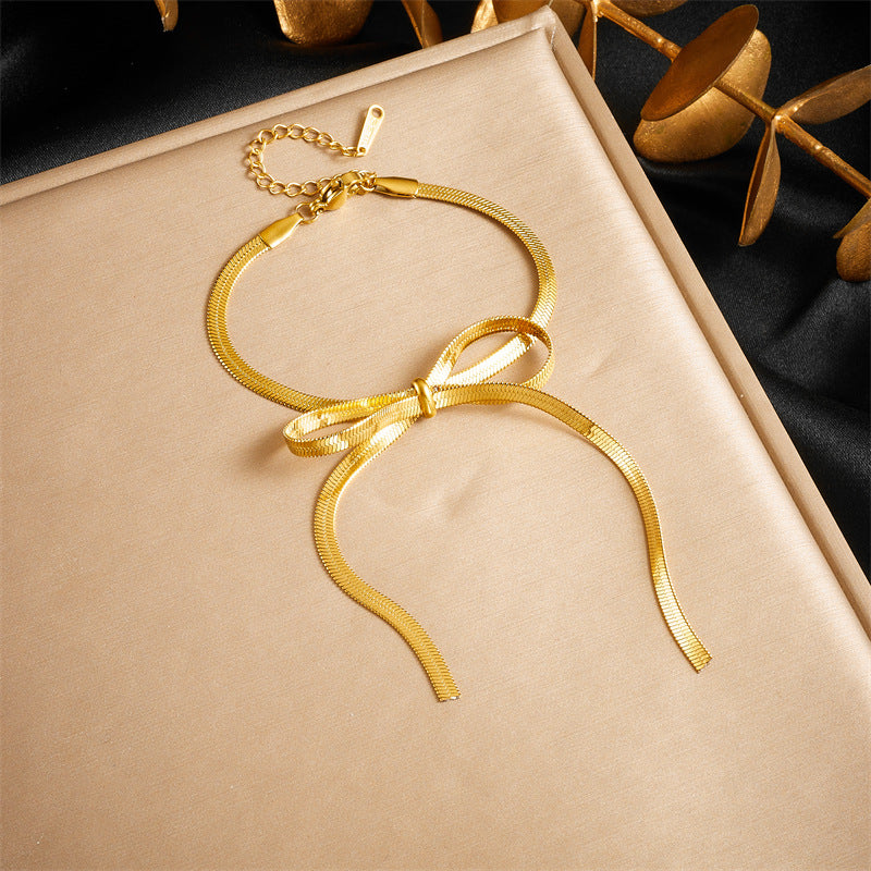 Wholesale Gold Plated Stainless Steel Bow Bracelets ACC-BT-QianYue003