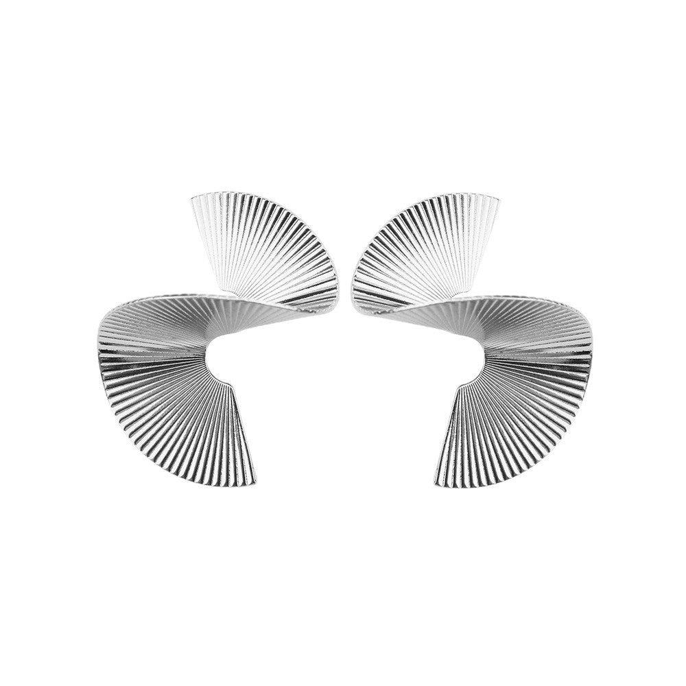 Wholesale European American Style Geometric Spiral Fan Leaf Earrings - Alloy Electroplating Boutique Resale Jewelry Accessory