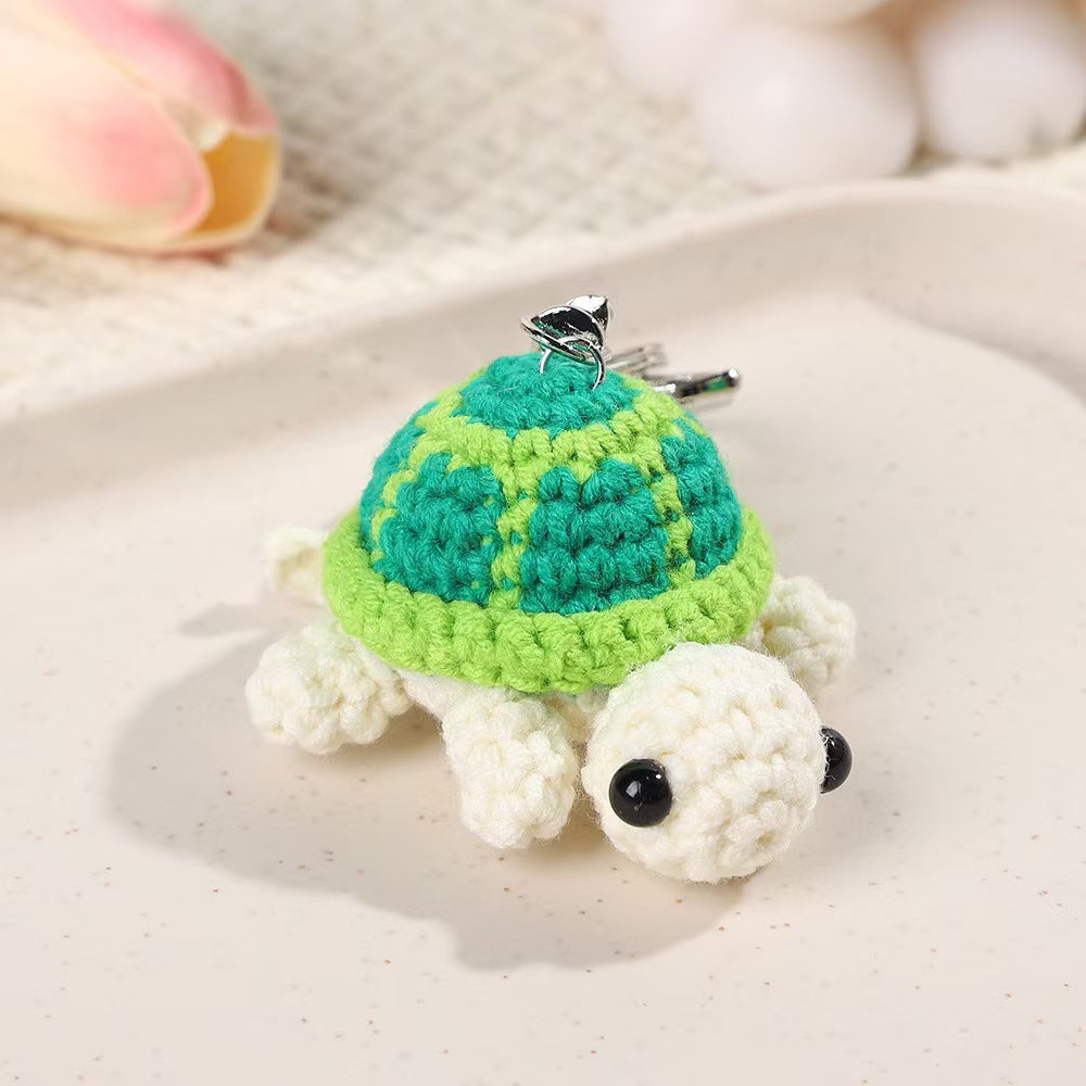Wholesale handmade knitted shark little yellow duck turtle keychains