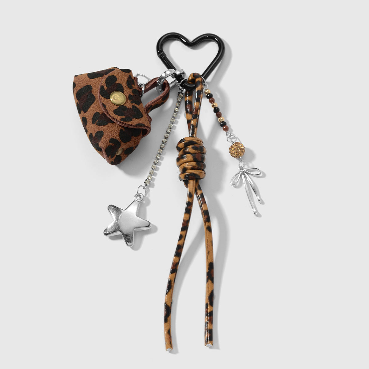 Wholesale Zinc alloy vintage leopard print bowknot small bag keychain