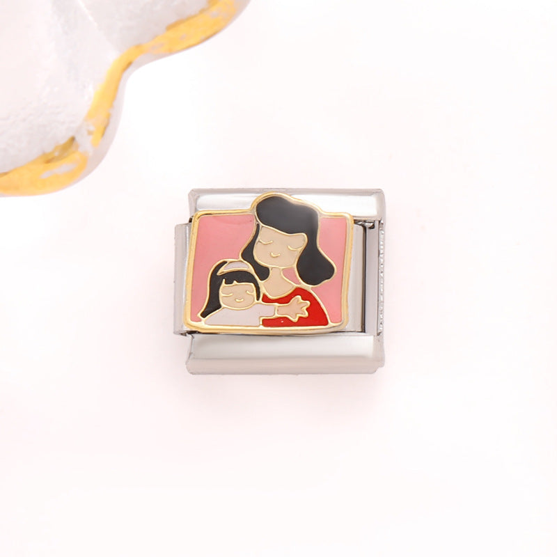 Wholesale 10pcs Italian Charm Bracelet 9mm DIY Splicing Removable Little Fox Stainless Steel Composable Bracelet