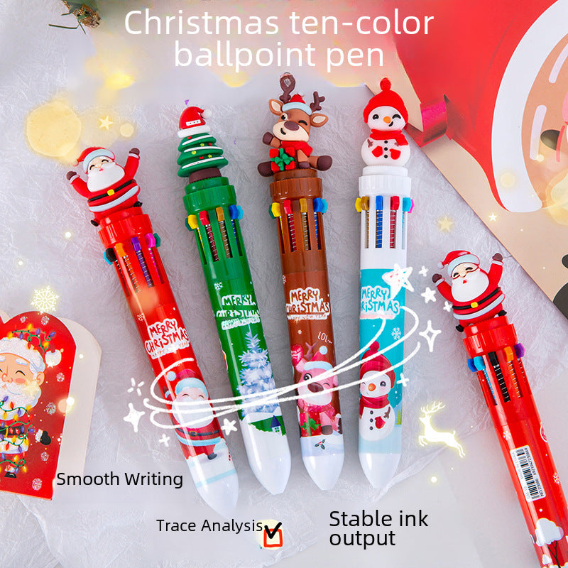Wholesale Christmas ten-color ballpoint pen cute Christmas pen