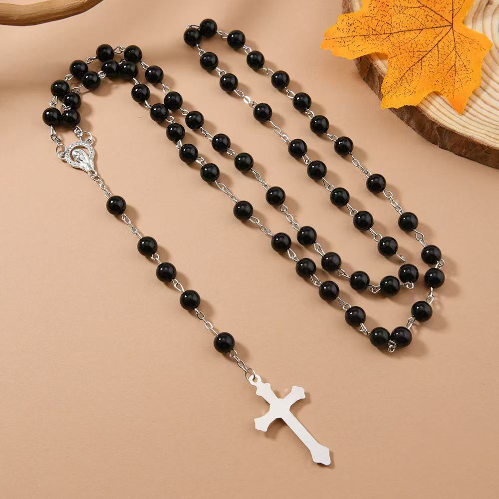 Wholesale Fashion Glass Pearl Cross Pendant Necklace for Communion Gift Jewelry Accessory