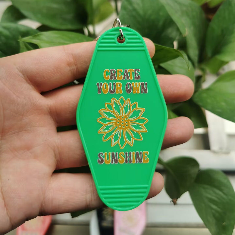 Wholesale Retro Plastic Printed 5 Colors Anniversary Keychain ACC-KC-MeiXin010