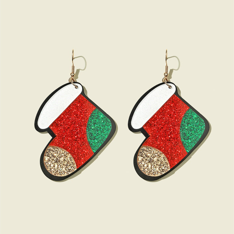 Wholesale Christmas Exaggerated Acrylic Cartoon Color Matching Earrings ACC-ES-JunJie011