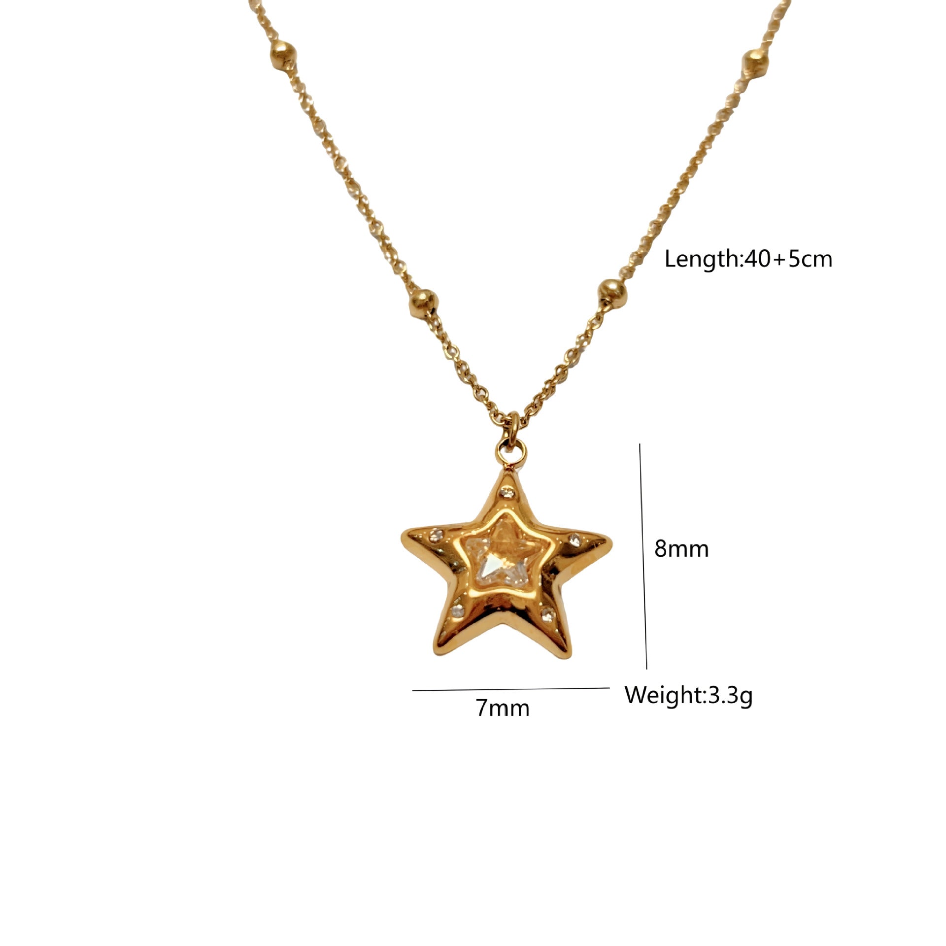 Wholesale  five-pointed star square stainless steel pendant necklace
