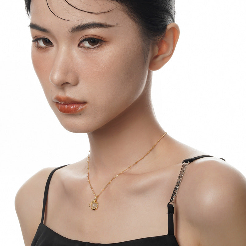 Wholesale Zirconia Micro Inlay White Agate S925 Sterling Silver Necklaces ACC-NE-YWE001