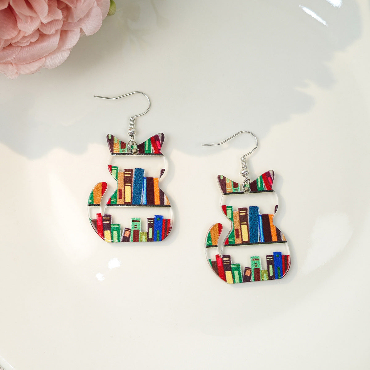 Wholesale Acrylic Teacher's Day Color Puppy Book Creative Earrings