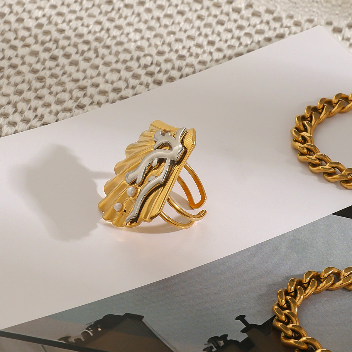 Wholesale Stainless Steel Shell Pearl Ring