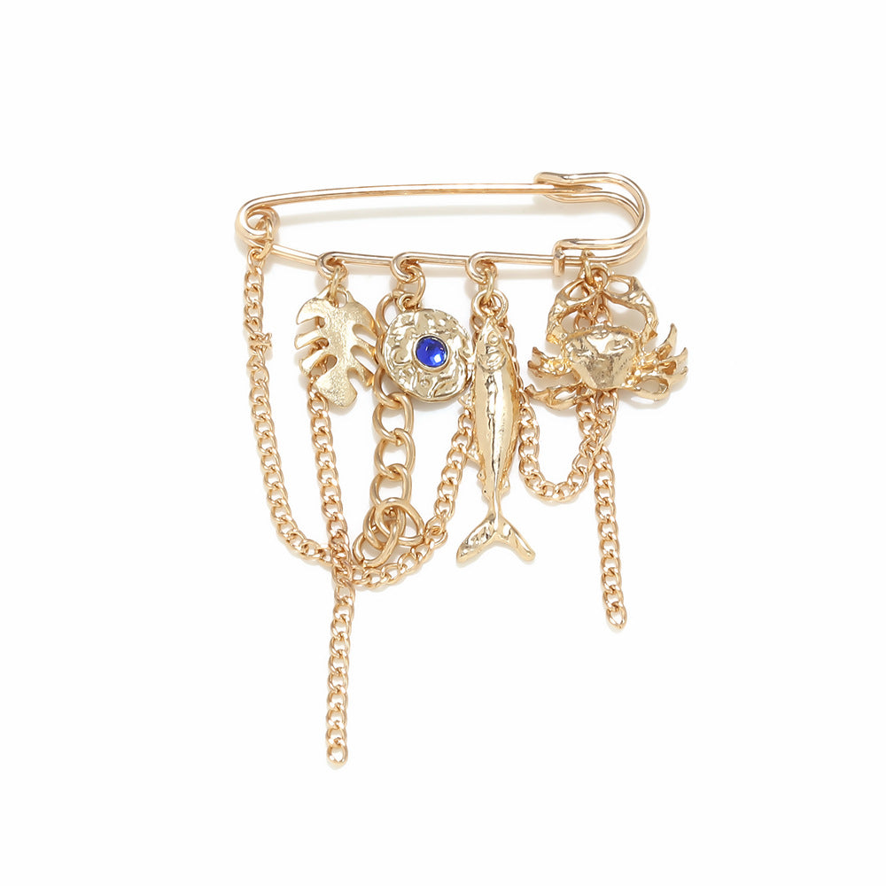 Wholesale Enamel Crab,  Tropical Fish,  and Leaf Brooch — Marine Animal Elements