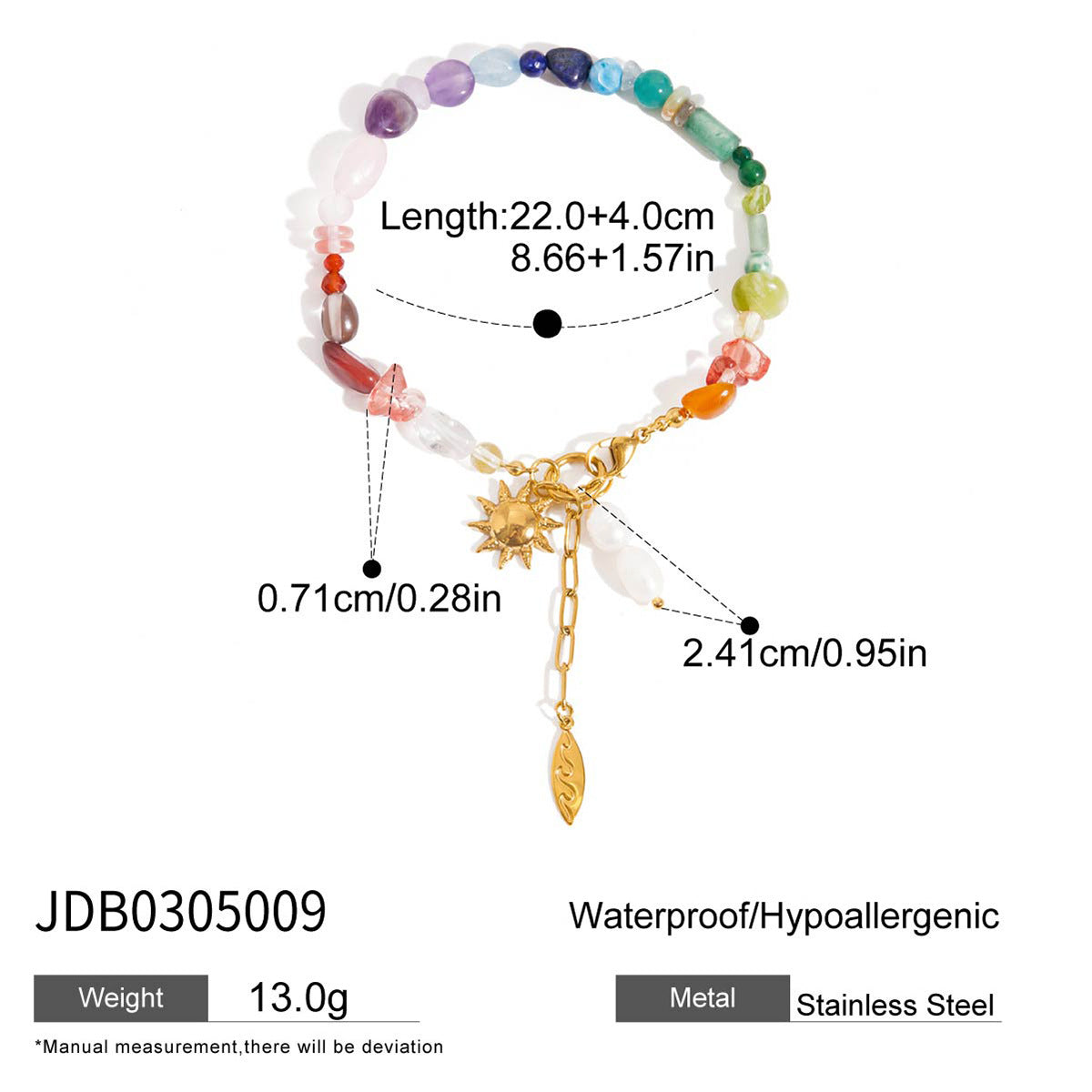 Wholesale 18K Gold Stainless Steel  Pearl Turquoise Star Pendant  Bracelet