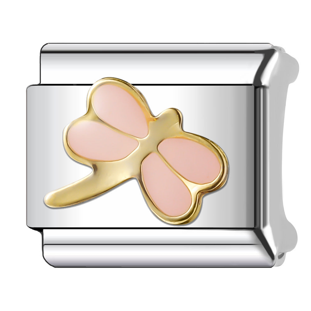 Wholesale Italian Charm Bracelet 9mm DIY Splicing Oil Drop Pattern Stainless Steel Composable Bracelet