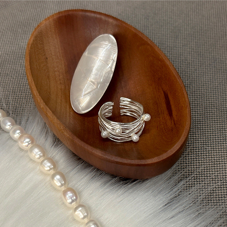Wholesale Irregular multi-layer metal Pearl open ring