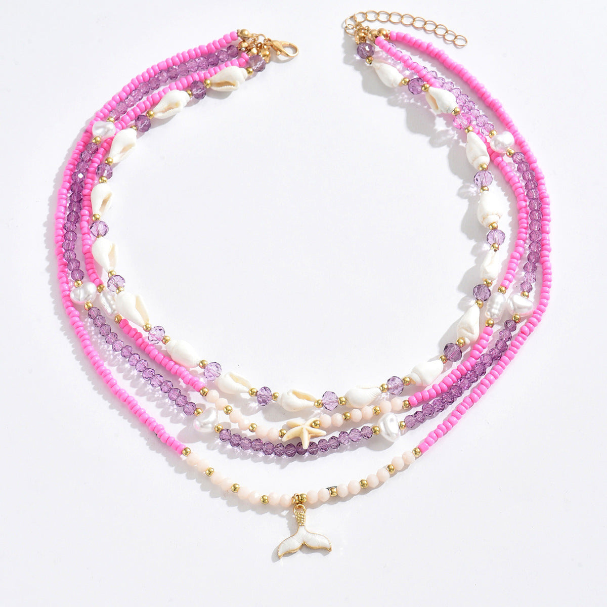 Wholesale Retro Ethnic Style Summer Seaside Shell Fish Tail Necklace