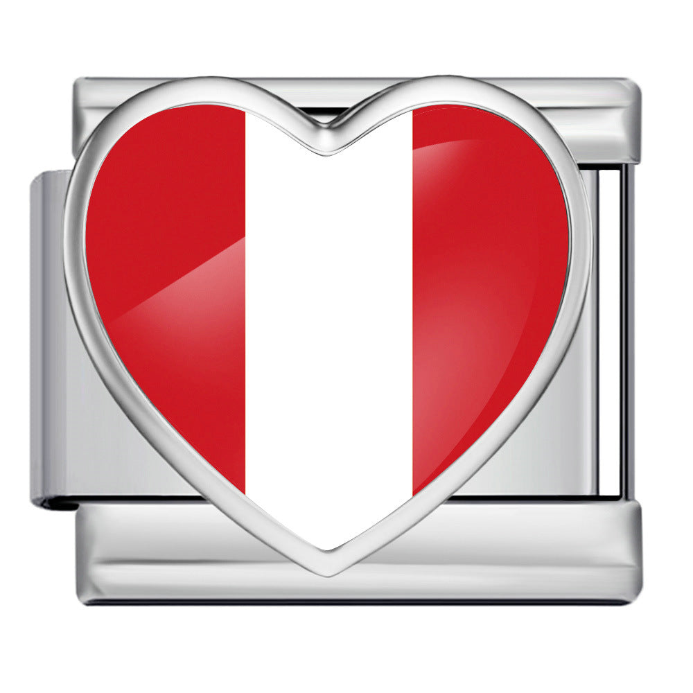 Wholesale Heart-Shaped Flag Pattern Stainless Steel Bracelet Strap Chain Fashion Accessory Gift