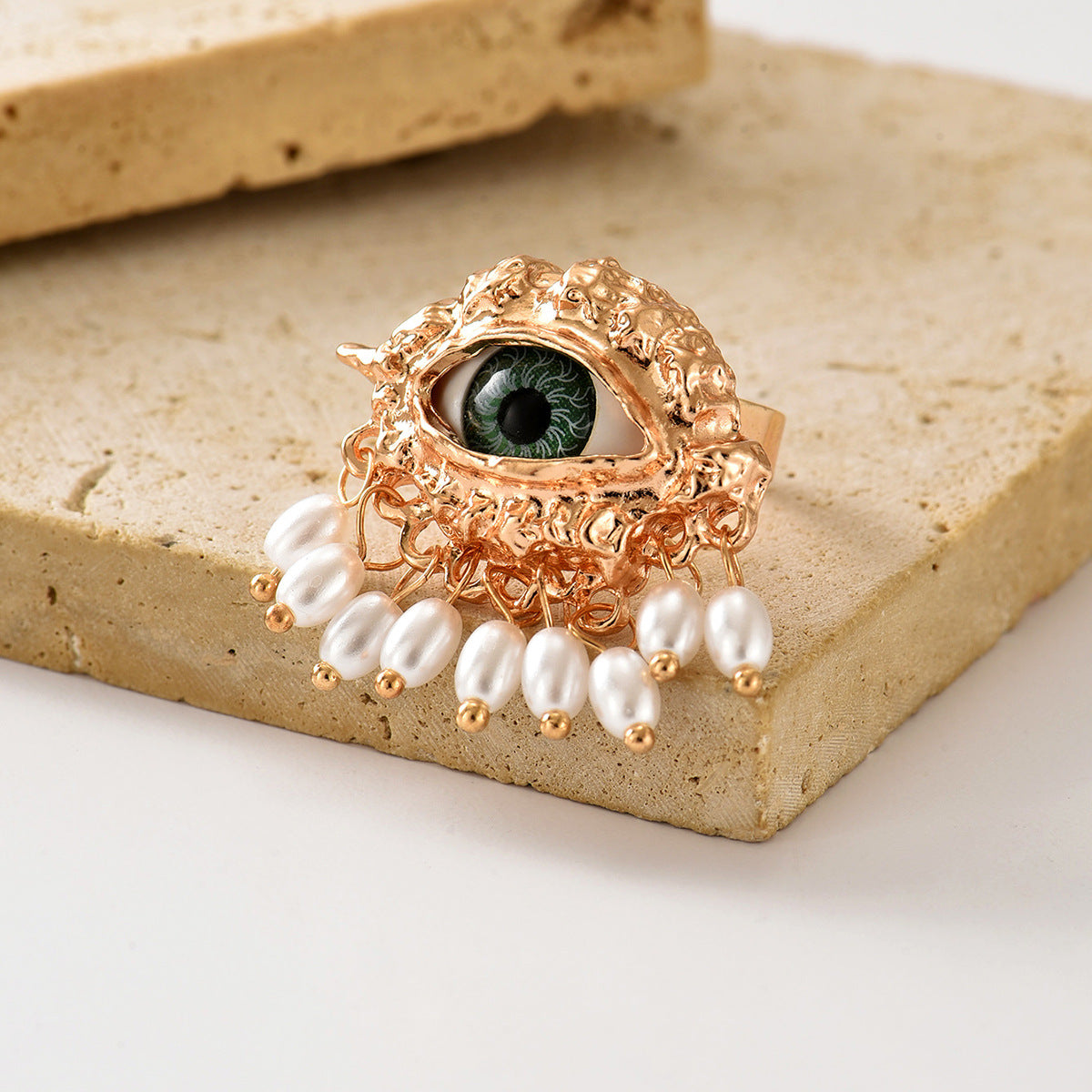 Wholesale Imitation Pearl Evil Eye Ring Boutique Resale Gift