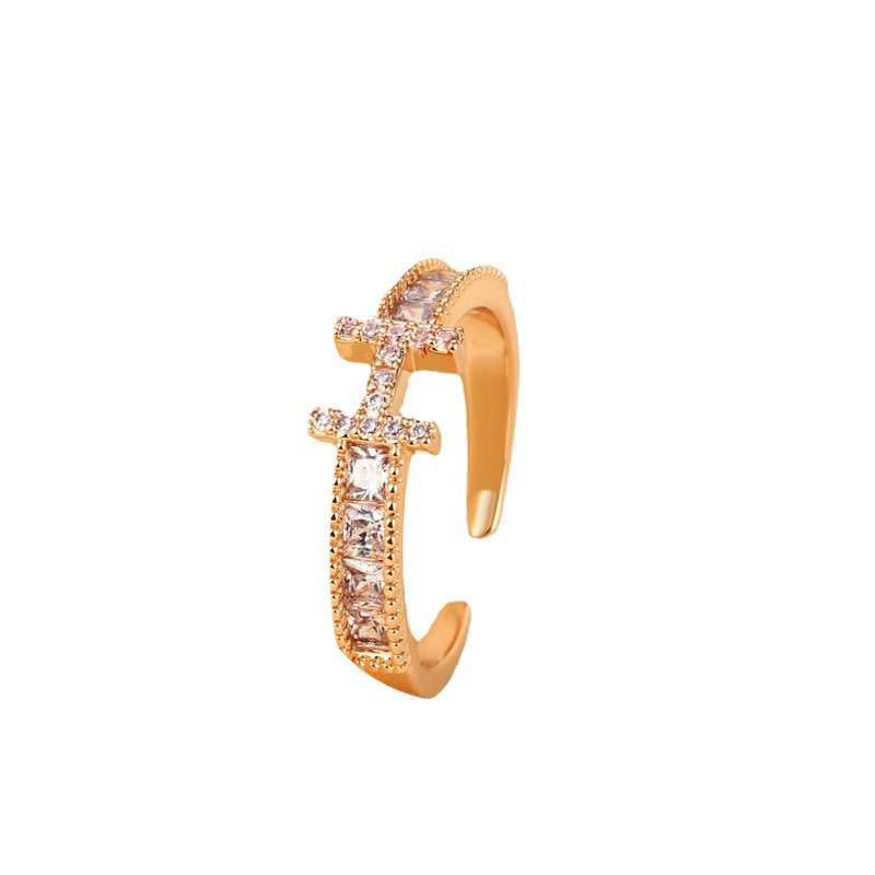 Wholesale Gold-Plated Copper H Letter Open Ring for Women,  Fashion Accessory