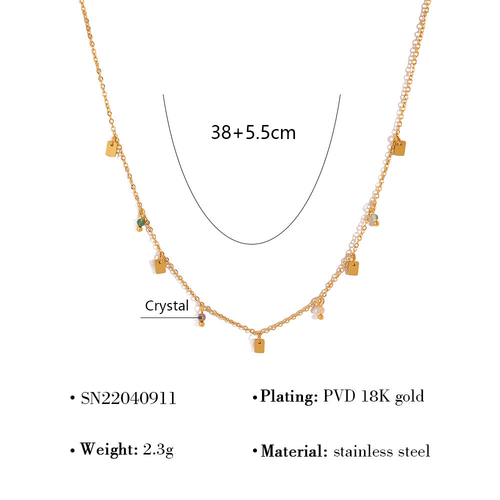 Wholesale Titanium Steel Bohemian Color Irregular Gravel Necklace