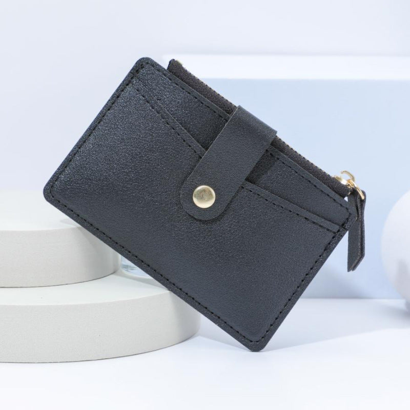 Wholesale PU Leather Multi Slot Zipper Card Wallet Black Fashion Accessory For Women