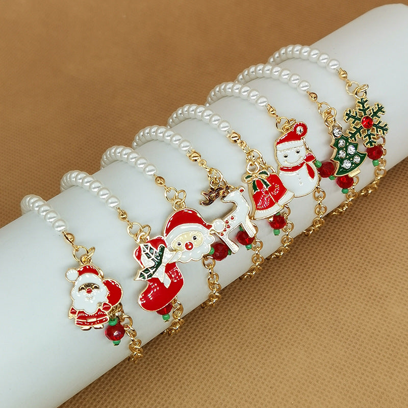 Wholesale Christmas Alloy Christmas Tree Old Man Snowman Bracelet ACC-BT-Haol013