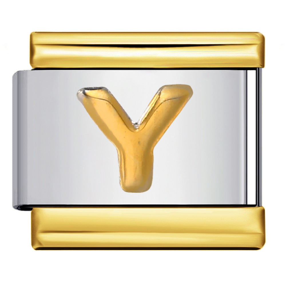 Wholesale Italian Charm Bracelet 9mm DIY Splicing Removable Raised Letters Stainless Steel Composable Bracelet